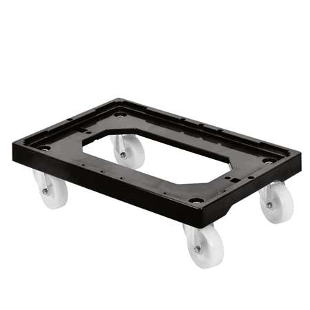 Image de SOCLE ROULEUR 4 ROUES PIVOTANTES CHAPE INOX NOIR