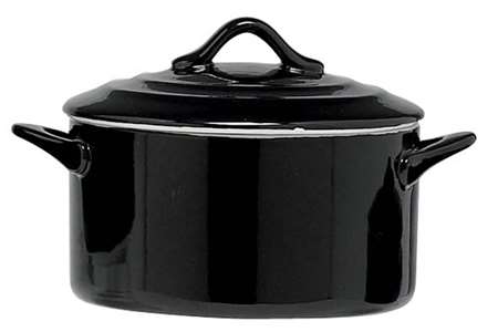 Image de CASSEROLE Ø12.5XH7CM FOUR AVEC COUVERCLE GRES NOIR