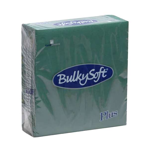 Image de SERVIETTE DOUBLE POINT VERT 2 PLIS 38X38 BULKY SOFT 1/4