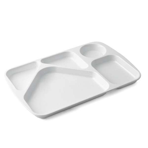 Image de PLATEAU 5 COMPARTIMENTS 25X38CM MELAMINE BLANC