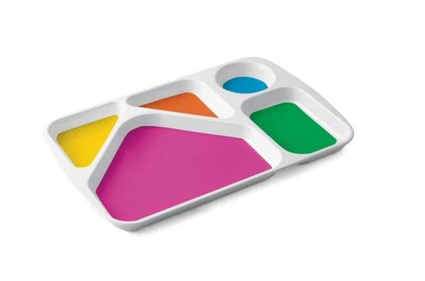 Image de PLATEAU 5 COMPARTIMENTS 25X38CM MELAMINE COLORE