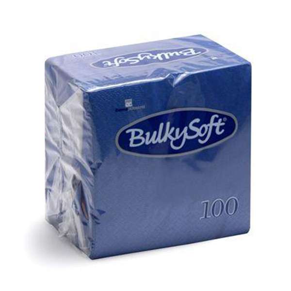 Image de SERVIETTE OUATE BLEUE 2 PLIS 24X24 BULKYSOFT 1/4