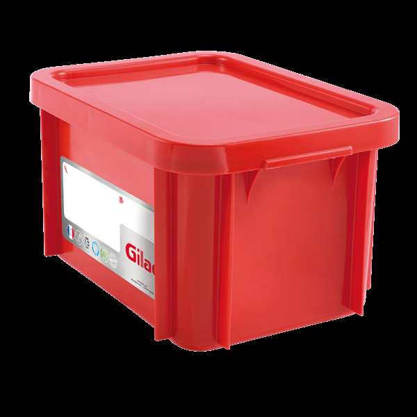 Image de BAC RECTANGULAIRE 400X300 + COUVERCLE HACCP ROUGE 15L