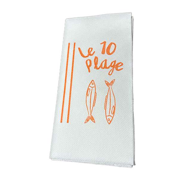 Image de SERVIETTE PERSO AIRLAID 40X40 BLCHE TEXT1/8 LE 10 PLAGE