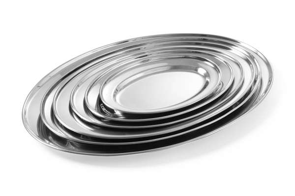 Image de PLATEAU OVALE A BORDS RONDS ACIER 45CM INOX
