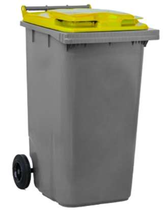 Image de BAC 2 ROUES GRIS COUVERCLE JAUNE 240L