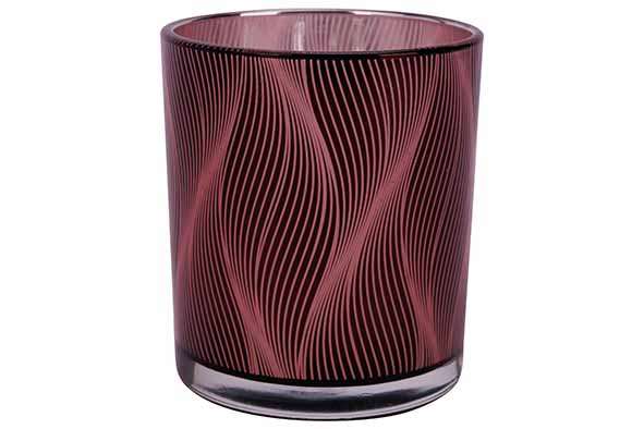 Image de BOUGEOIR WAVES BORDEAUX 7X7XH8CM VERRE