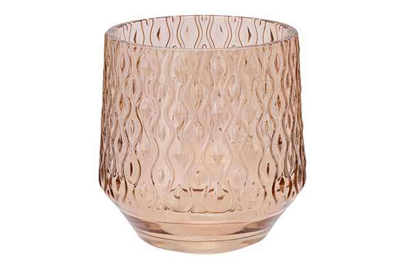 Image de BOUGEOIR WAVE TAUPE 9,5X9,5XH10CM VERRE