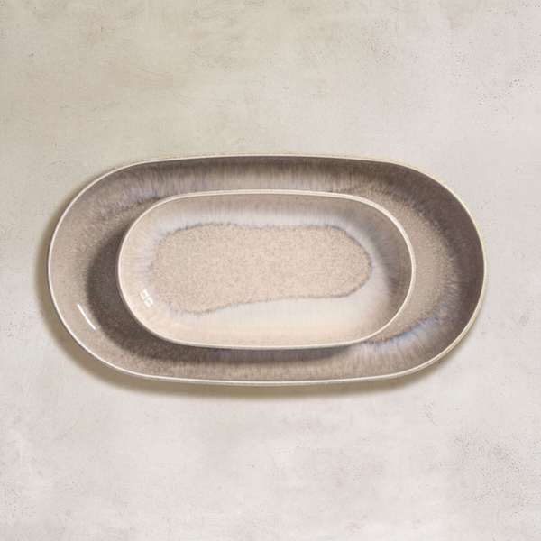 Image de ASSIETTE PLATE OVALE PERLEMOR SAND 34x18x30