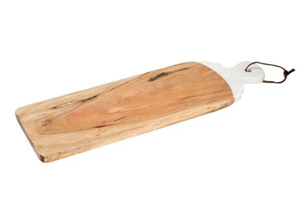 Image de PLANCHE BOIS 49X16CM MARBRE BLANC