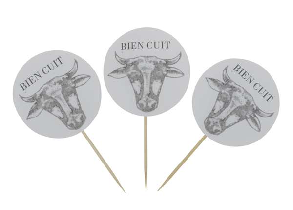 Image de STEAK MARQUEUR 'BIEN CUIT' BOIS+PAPIER