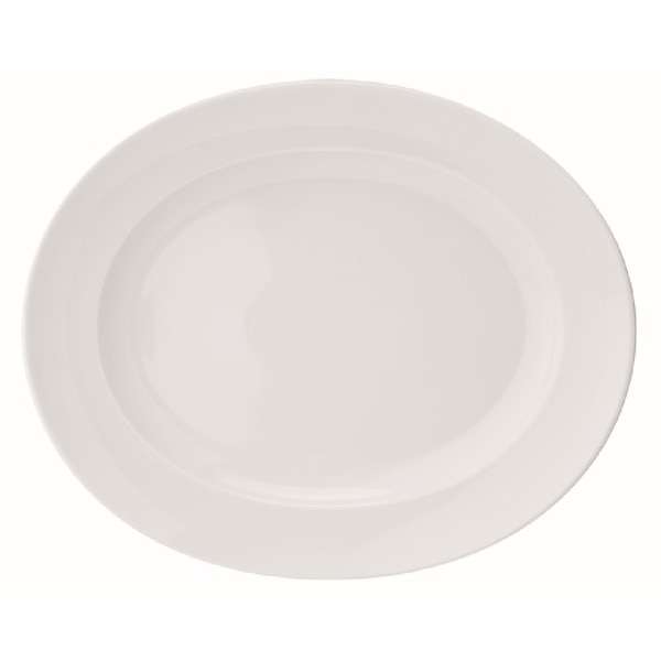 Image de ASSIETTE OVALE 34CM LUNA LOGO AU CENTRE + FILET PERSO
