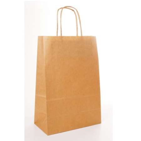 SAC KRAFT AVEC POIGNEES  TORSADEES 80 G/M2 26+14x32 CM